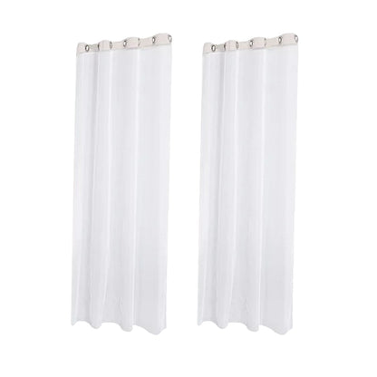 2Pcs White Outdoor Sheer Curtains for Patio Water-Resistant