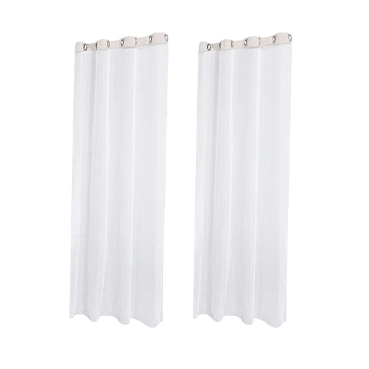 2Pcs White Outdoor Sheer Curtains for Patio Water-Resistant