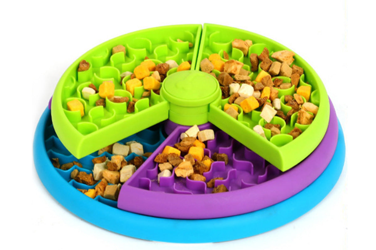 Three-Color Rotating Slow Feeder Bowl Interactive Dog Feeder for Medium and Large Dogs
