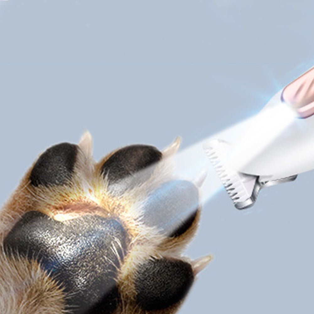 Dog Paw Trimmer Low Noise with LED Light Pet Paw Grooming Clippers