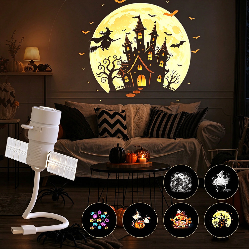 USB Halloween Satellite Projector Night Light with Changeable Slides