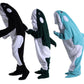 Flannel Cartoon Whale Wearable Hoodie Sleeping Blanket
