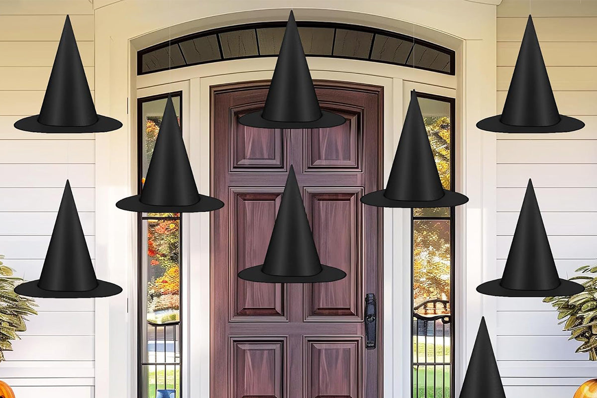 12 Pcs Halloween Witch Hats Costume Accessories Wizard Hats with Nylon Rope for Indoor Outdoor Decorations
