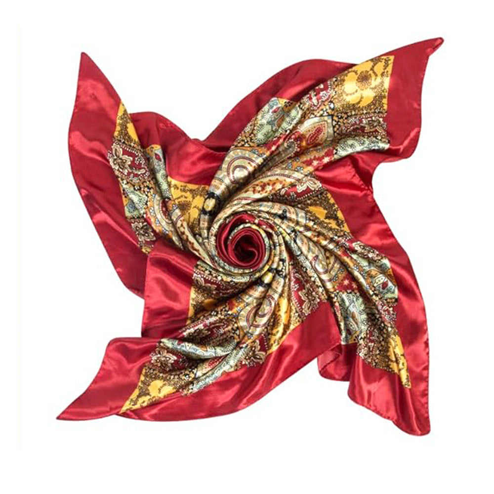 90cm Square Head Scarf Printed Satin Hair Scarf Bandanas for Women