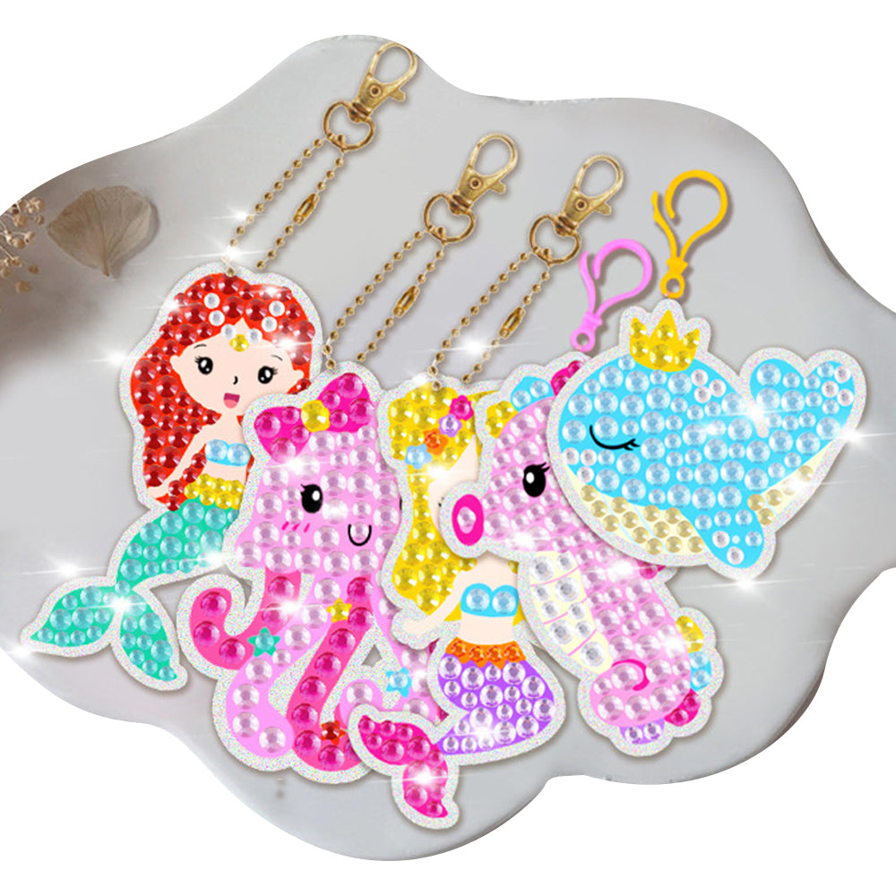 DIY Mermaid Rhinestone Painting Keychain Kits Unicorn Christmas Rhinestone Painting Kit Christmas Tree Hanging Ornaments
