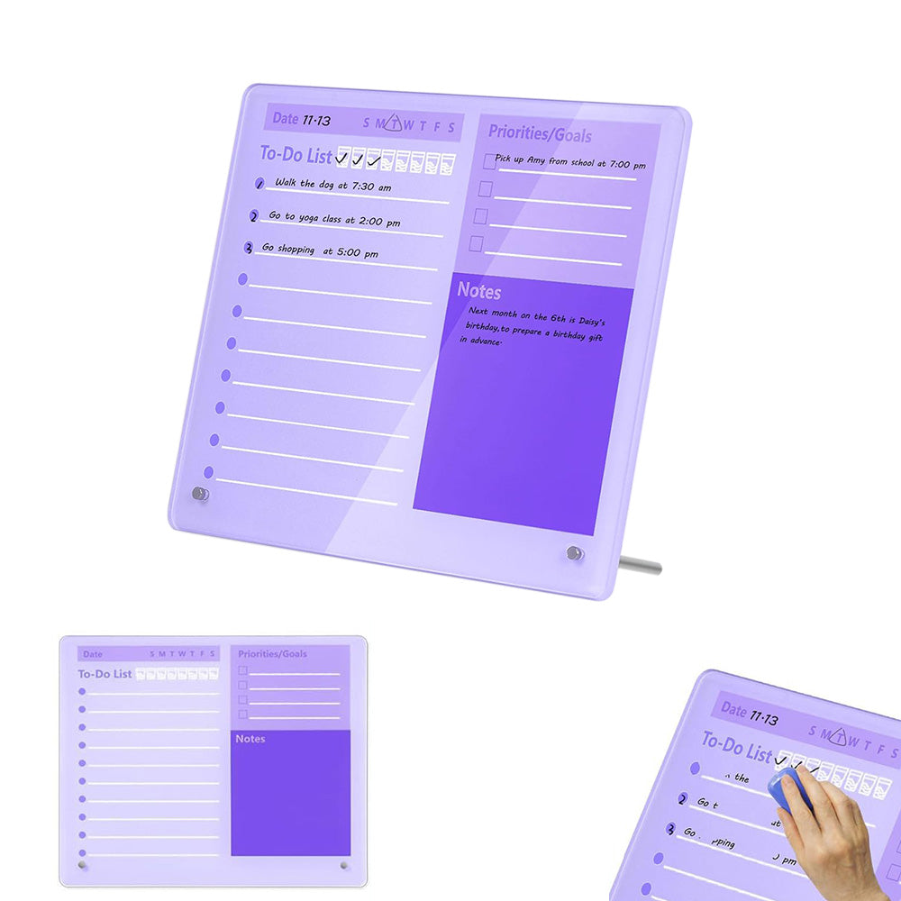 Thick Acrylic Dry Erase Board for Desk Planner with Stand