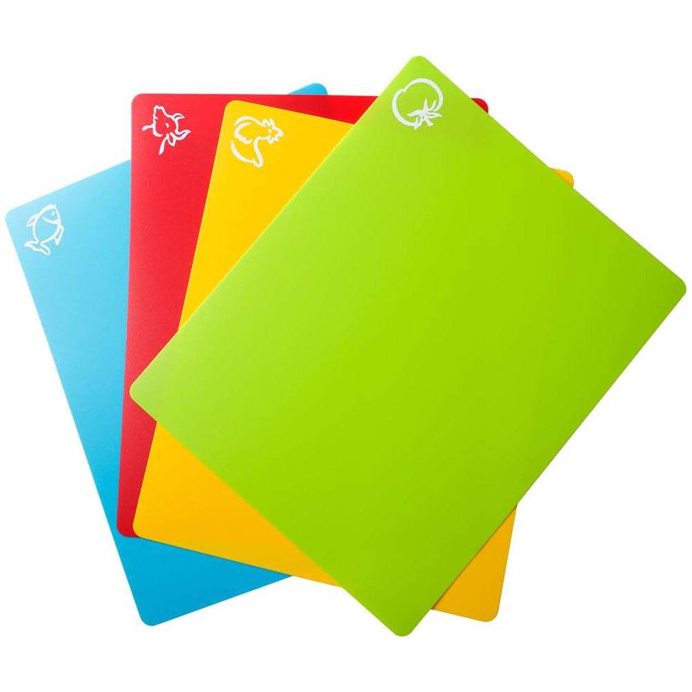 4-Pack Color Coded Cutting Boards Food Grade PP Plastic Chopping Mats (38x30.5cm)