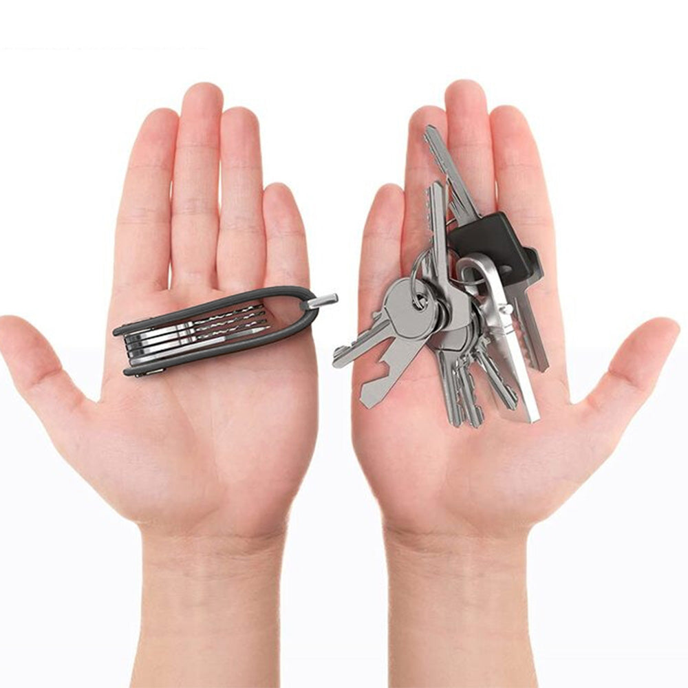 Leather Smart Key Holder Folding Key Organizer Clip Compact Keychain