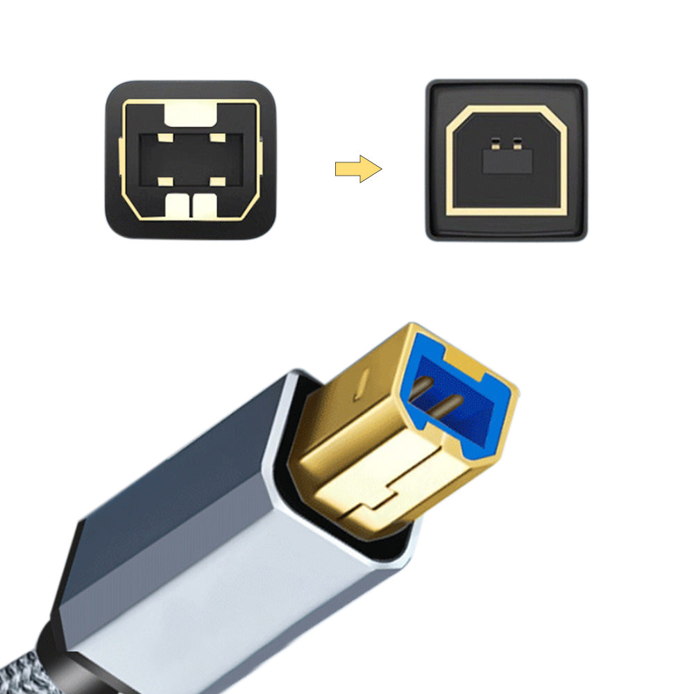 USB 2.0 Printer Cable Type C to USB 2.0 and USB to USB 2.0 1.5m Braided Cord for Scanner