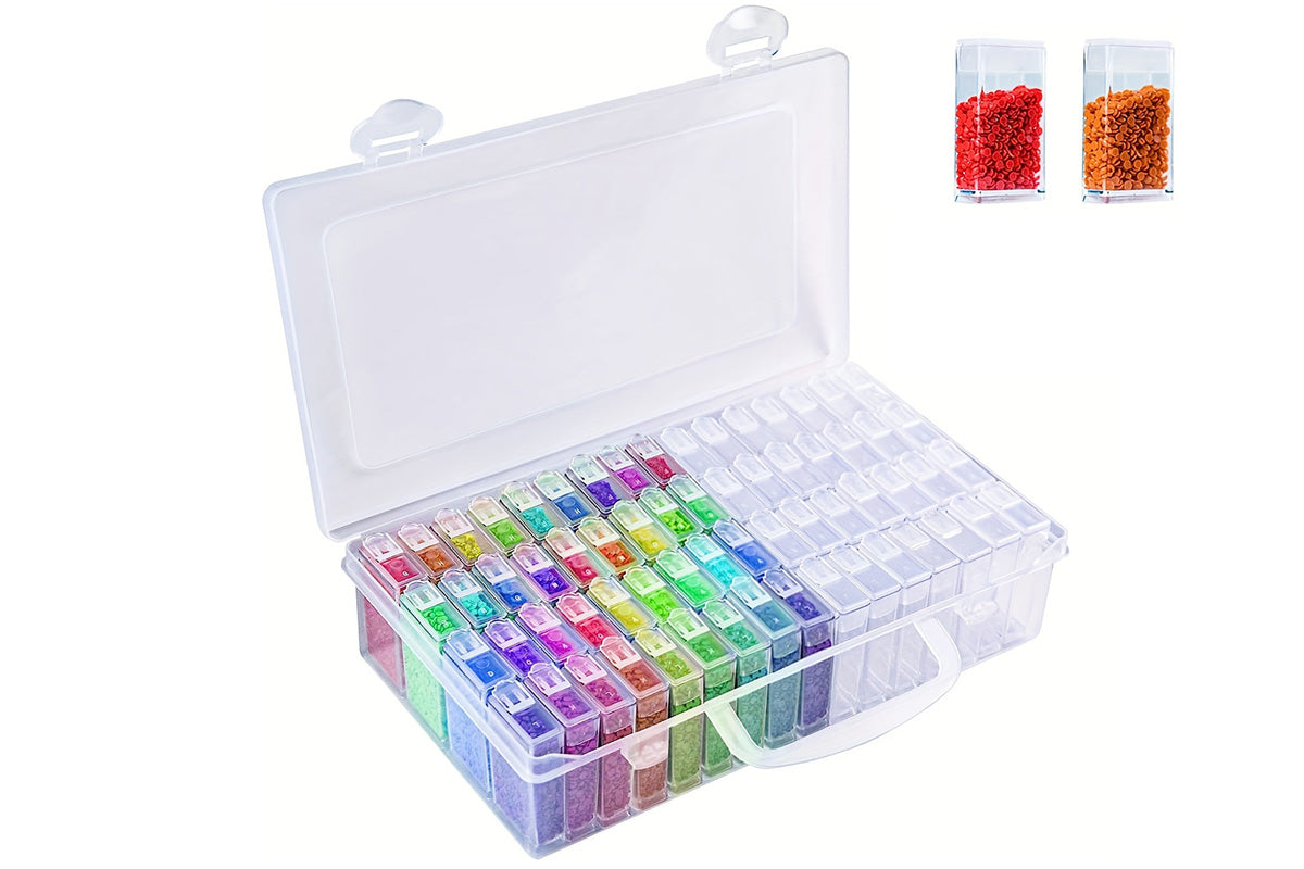 64-Compartment Storage Organizer Box for Diamond Painting Beads and Small Accessories