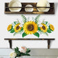 Artificial Sunflower Wall Stickers with Green Leaves Wreath Wall Decals