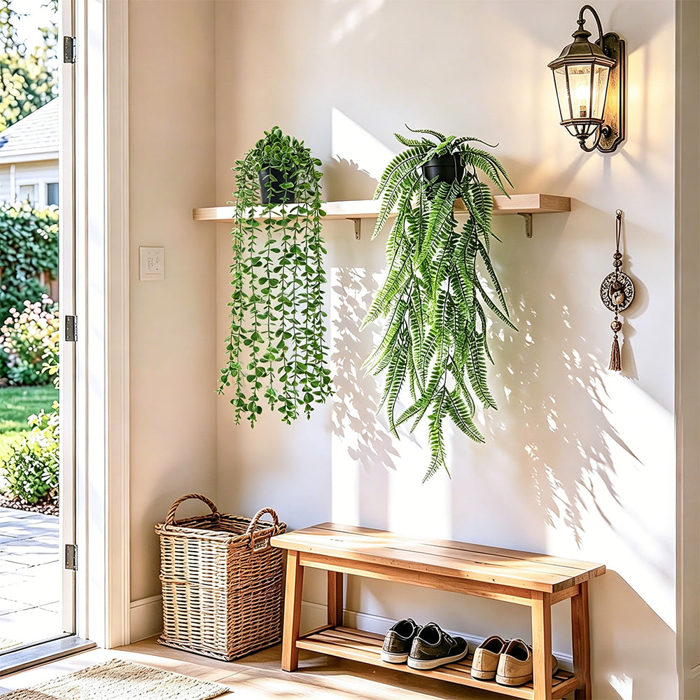 4 PCS Fake Hanging Plants with Pots Artificial Plants for Wall Room Balcony Office
