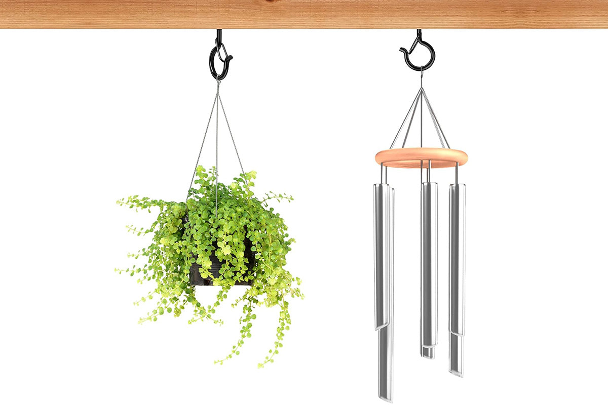 20PCS Q Hanger Hooks with Safety Buckle Windproof Screw Hooks for Hanging Outdoor Lights Plants