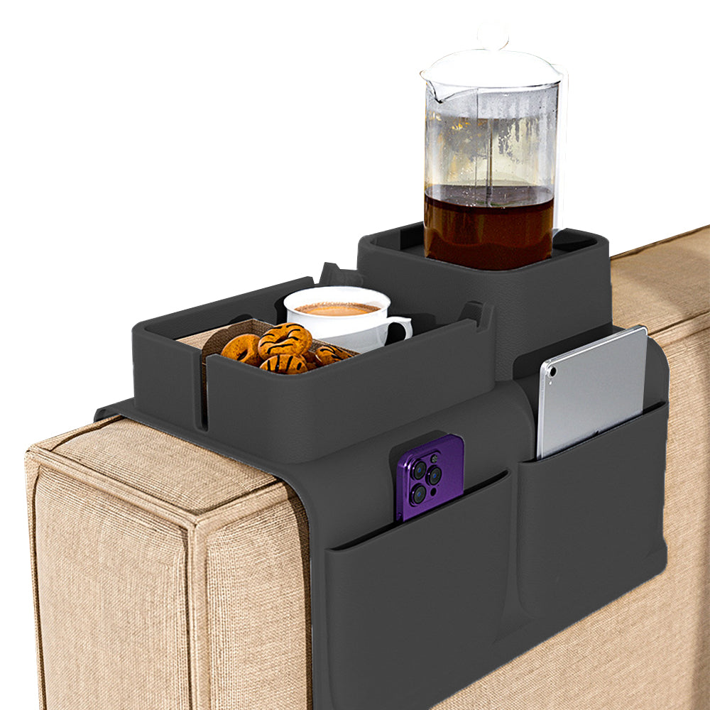 Couch Cup Holder Tray Sofa Armrest Tray with Drink Holder Side Pockets