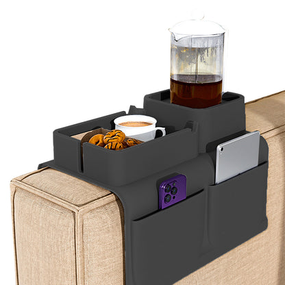 Couch Cup Holder Tray Sofa Armrest Tray with Drink Holder Side Pockets