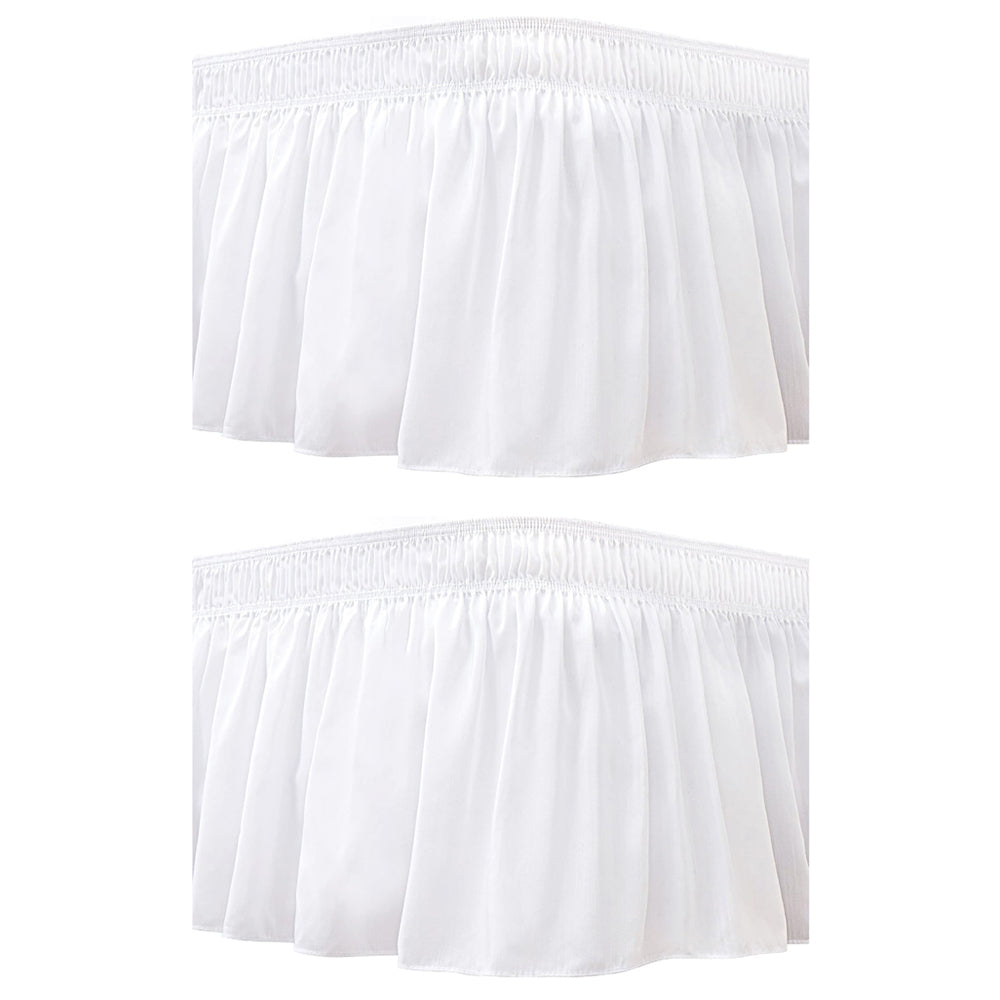 2Pcs Wrap Around Dust Ruffles Bed Skirt with Adjustable Elastic Belt