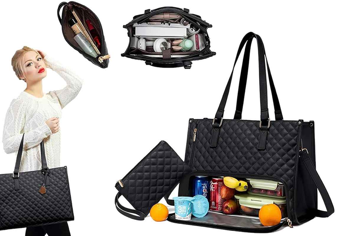 2-in-1 Tote Travel Bag and Wallet with Insulated Lunch Compartment