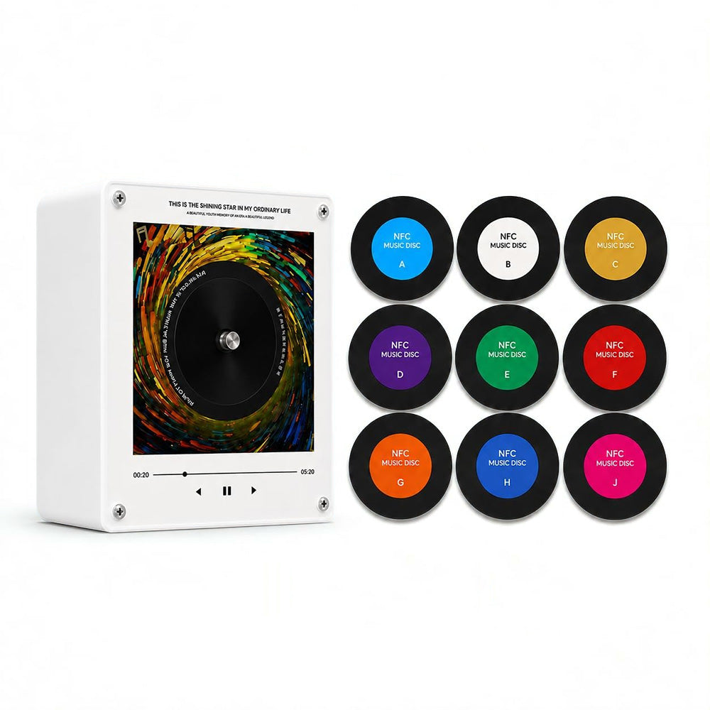 Rechargeable NFC Music Player with 9 Discs Retro Vinyl Record Player for Gifts