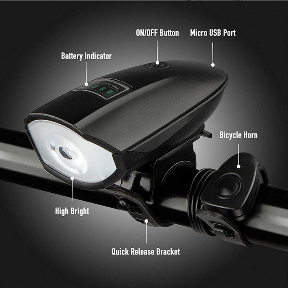 2Pcs Rechargeable LED Bicycle Headlight with Horn