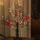 LED Vintage Christmas Tree with Red Cardinals and Warm White Glow