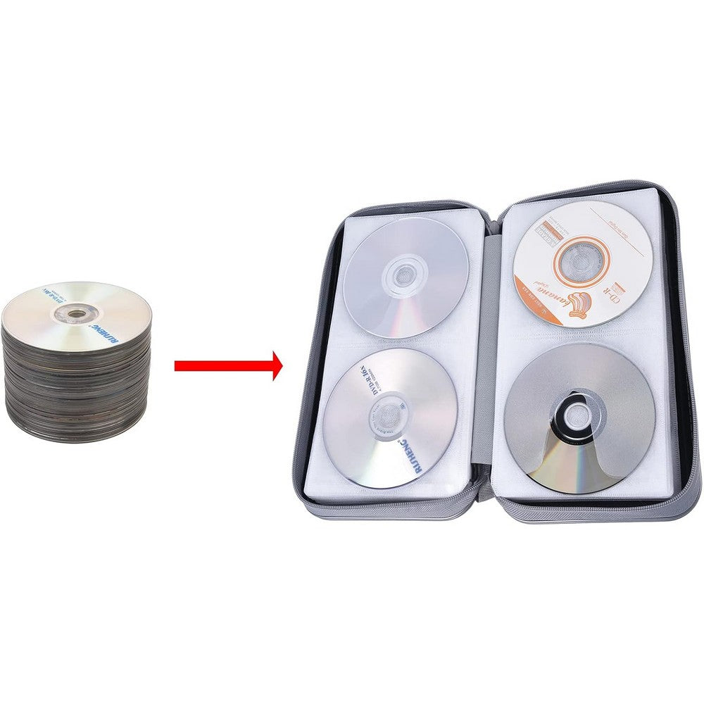 CD Case 96 Capacity CD Holder Case Portable CD DVD Storage Organizer