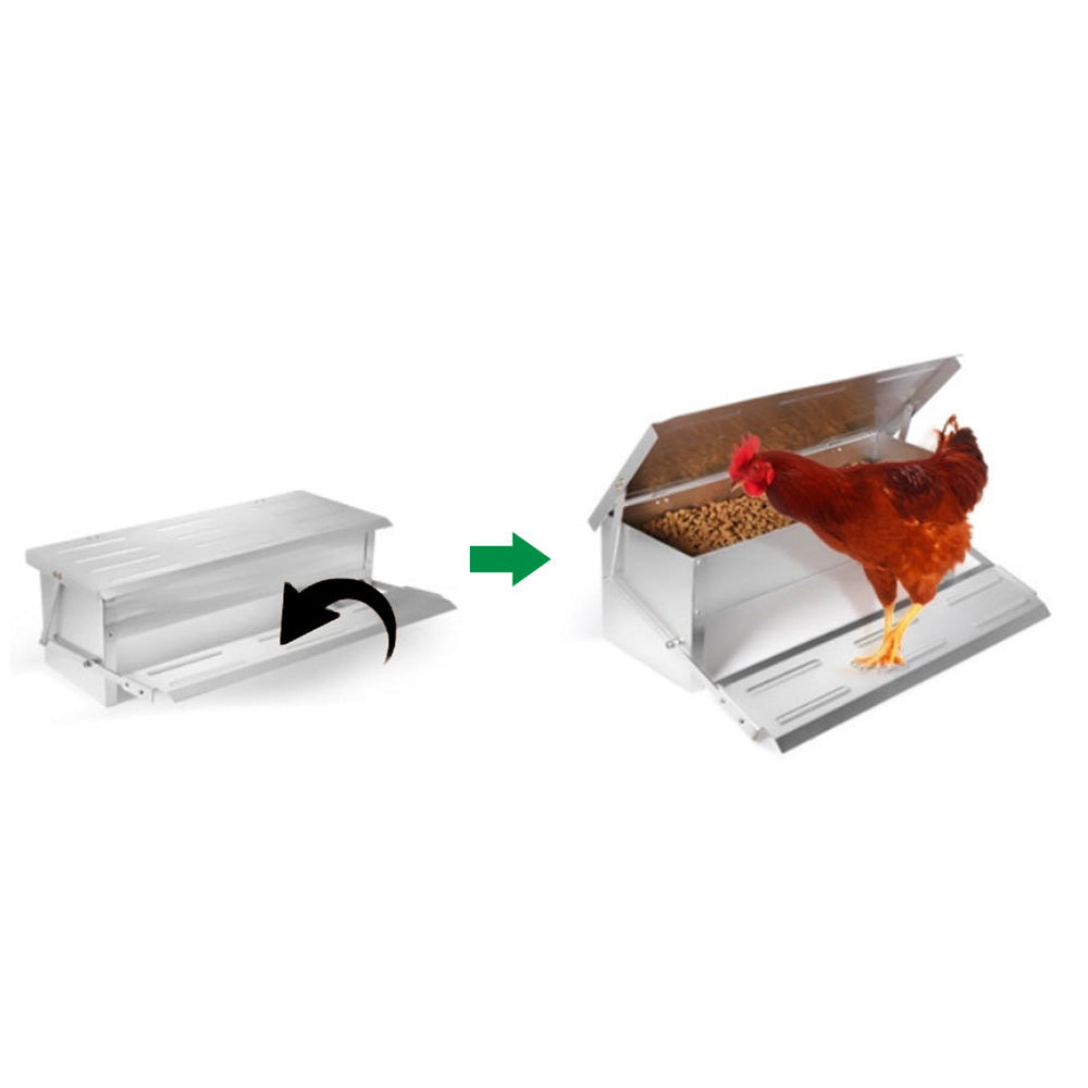 Automatic Chicken Feeder Auto Coop Chick Poultry Treadle Self Opening