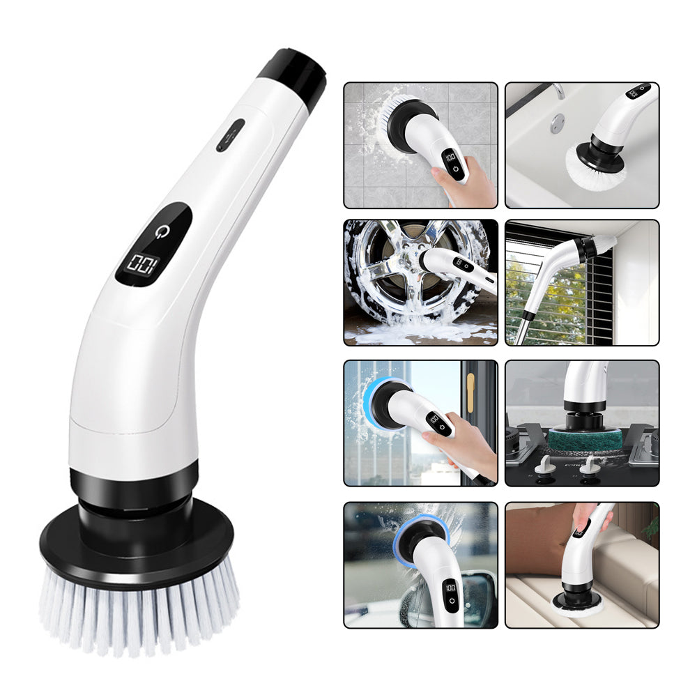 8-in-1 Rechargeable Cordless Spin Scrubber Cleaning Brush Set