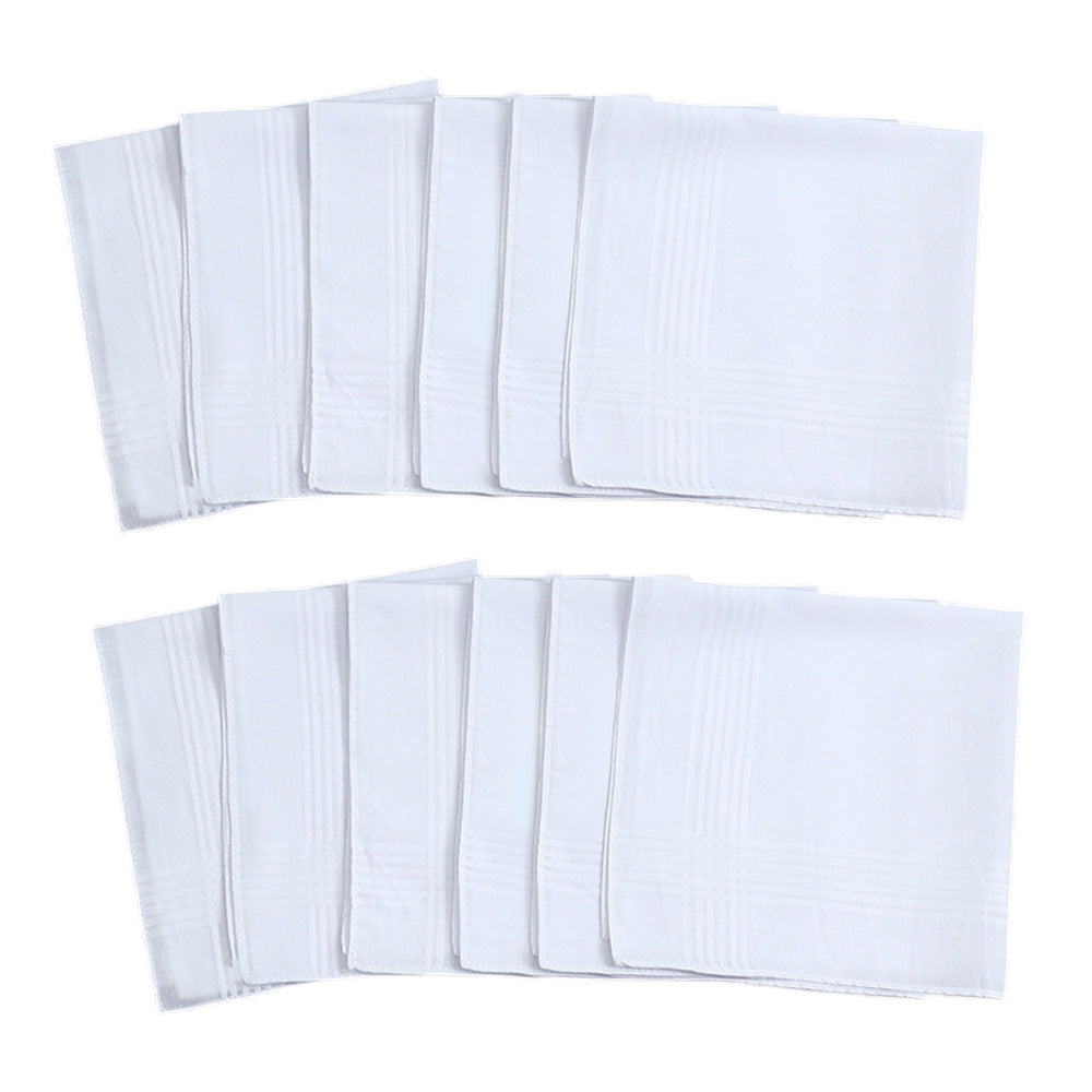 12 Piece Soft Cotton Handkerchiefs with Satin Border for Pocket and Travel