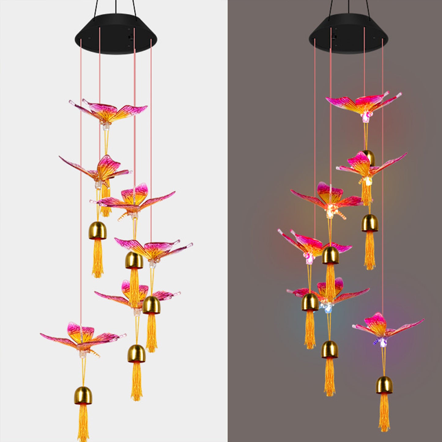 Butterfly Hummingbird Wind Chimes Pendant Bell Solar Wind Chime Lights