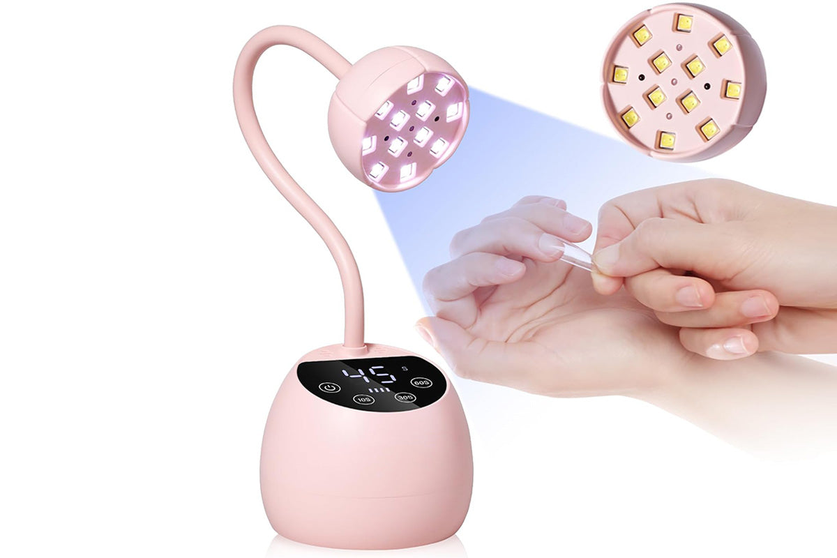 UV LED Nail Lamp Mini Cordless Gel Dryer With Adjustable Gooseneck For Gel Nails