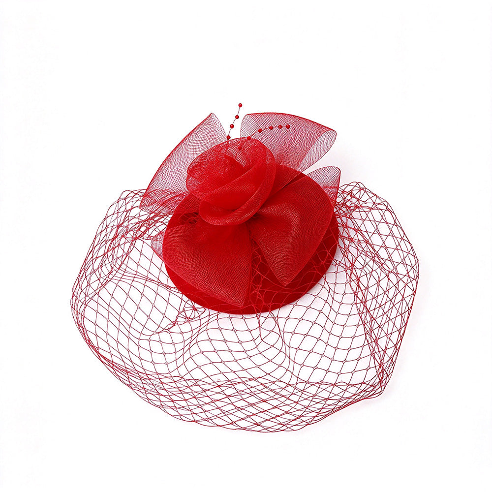 Vintage Mesh Rose Birdcage Veil Bridal Hair Headpiece
