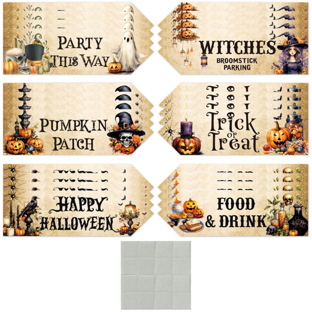 2Pcs Set of 12 Halloween Pumpkin Trick or Treat Party Decoration Arrow Signs