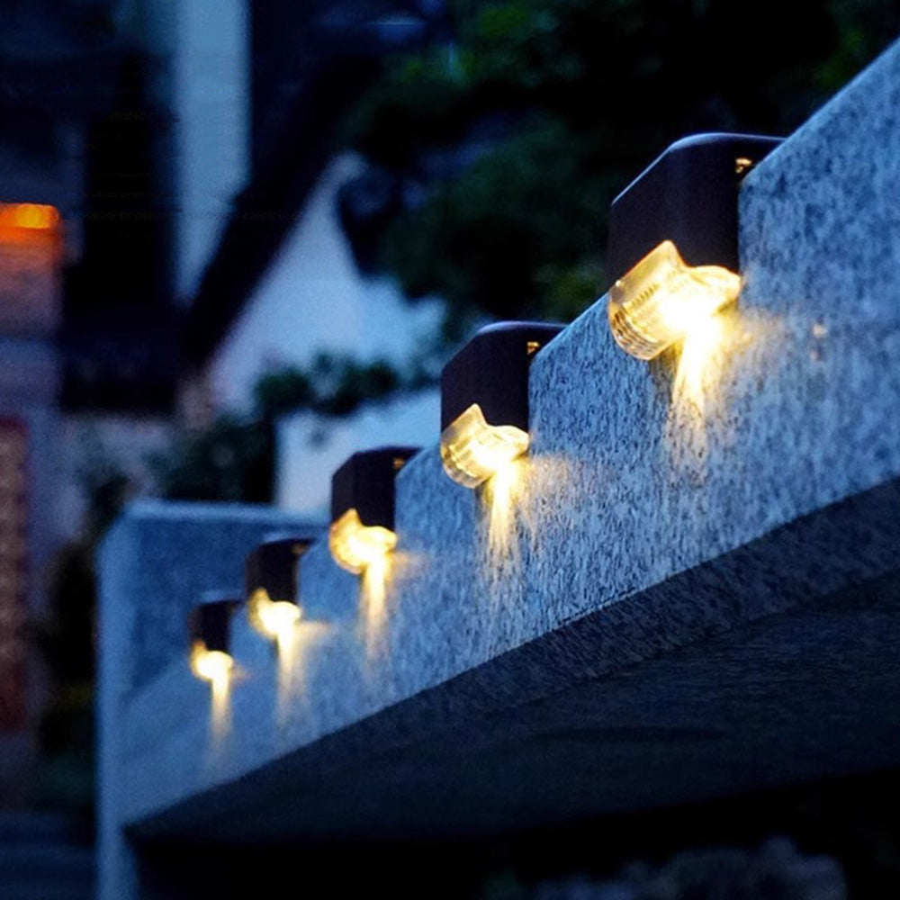 4Pcs LED Solar Fence and Step Lights for Outdoor Garden Stairs and Deck