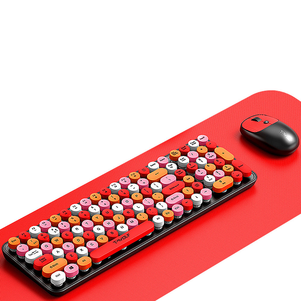 Colorful Round Key Computer Wireless Keyboard and Mouse Combo
