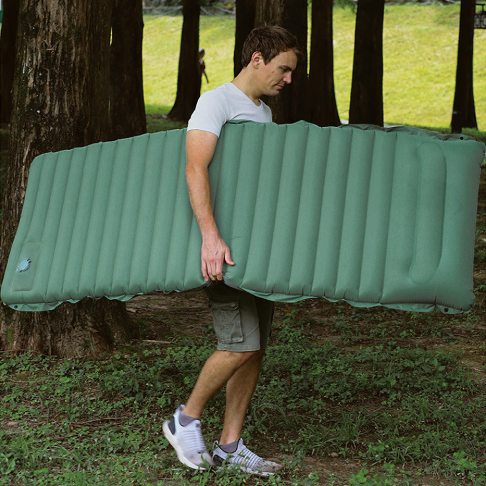 Inflatable Camping Sleeping Pad Ultralight Camping Mat with Pillow and Built-in Foot Pump