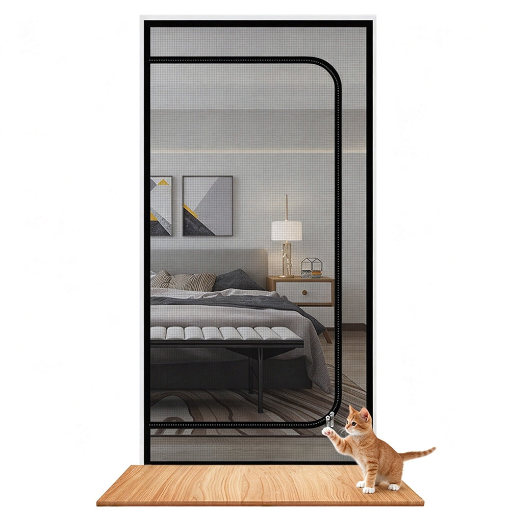 Zippered Pet Mesh Door Barrier for Cats Small Dogs up to 150x220cm-Style 1