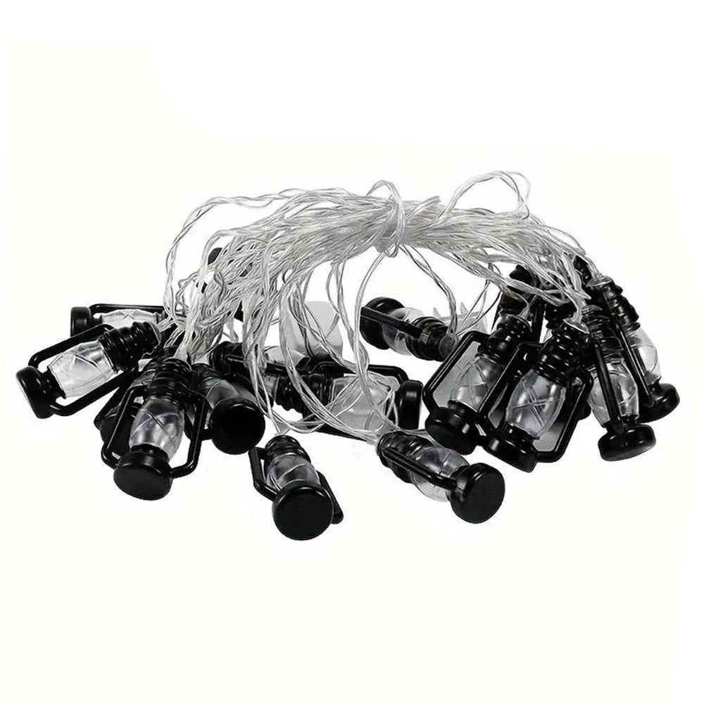 Battery Operated LED Black Retro Oil Lantern String Light
