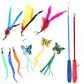 Interactive Cat Toy Set Telescopic Cat Wand with Feather Replacement Pack for Indoor Cat Play