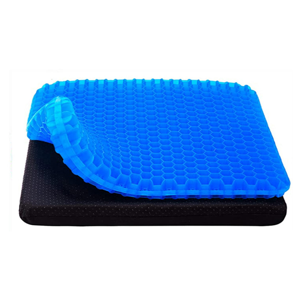 42x36x6cm Blue Honeycomb Gel Seat Cushion with Removable Cover