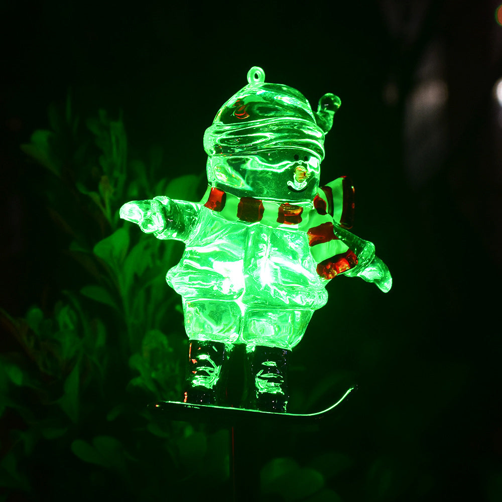 3Pcs Solar Christmas Snowman Light with RGB Color Changing