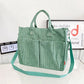 Corduroy Tote Bag Zipper Shoulder Bag Corduroy Crossbody Bag Square Handbag