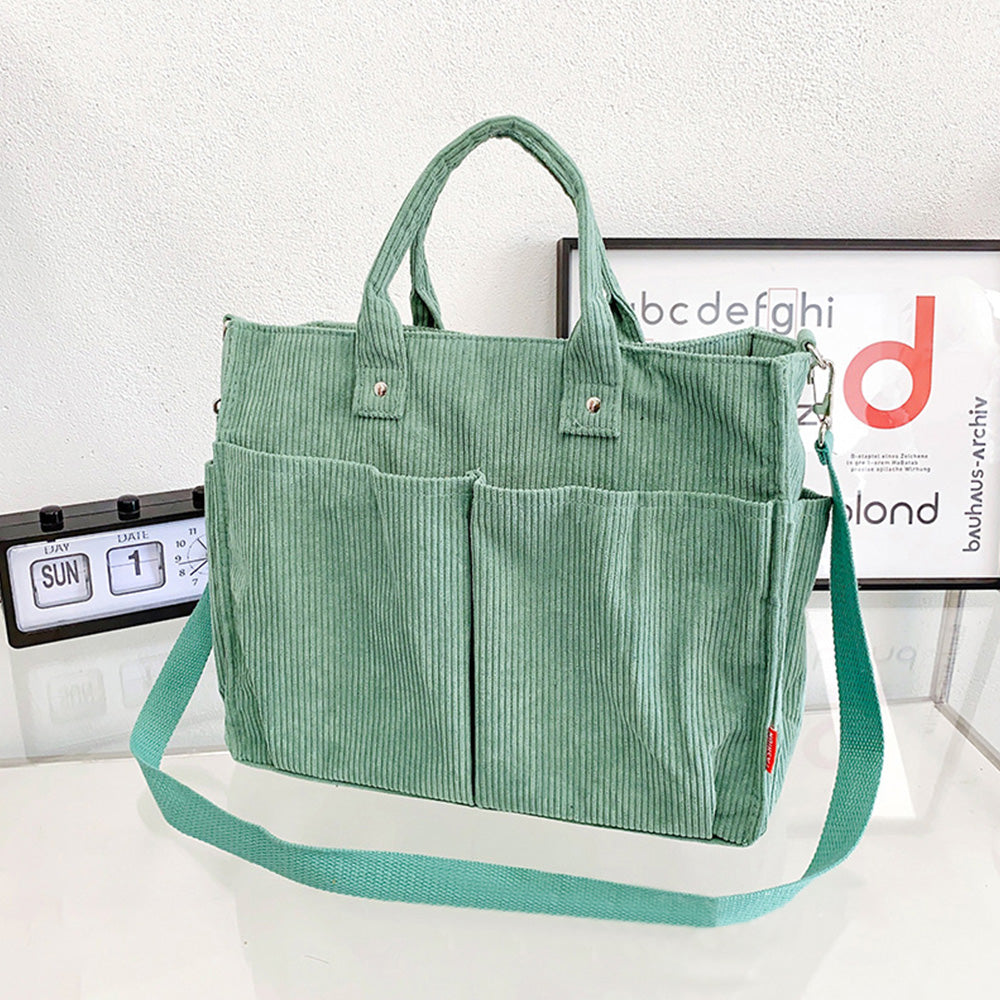 Corduroy Tote Bag Zipper Shoulder Bag Corduroy Crossbody Bag Square Handbag