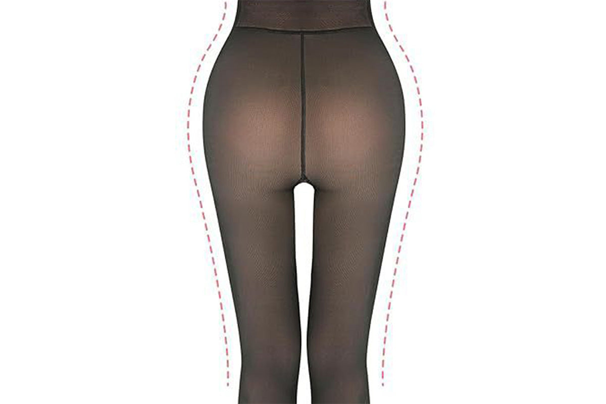 Sheer Tights Plus Size Winter Thermal Pantyhose Bare Legs Illusion Warm-Black