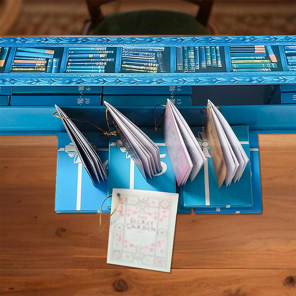 Mini Book Advent Calendar with 25 Book Ornaments for Christmas Countdown Holiday Decorations