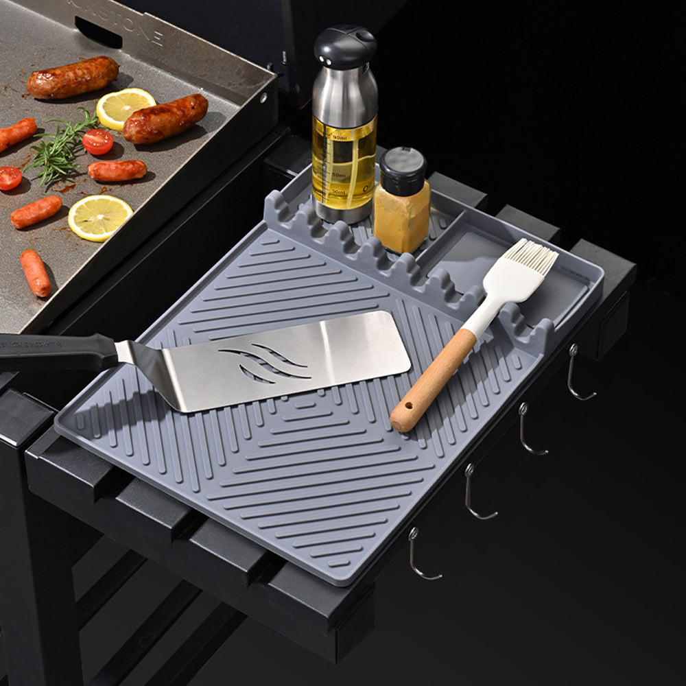 Silicone Grill Mat BBQ Griddle Tools Side Mat with Drip Pad Griddle Tools Mat