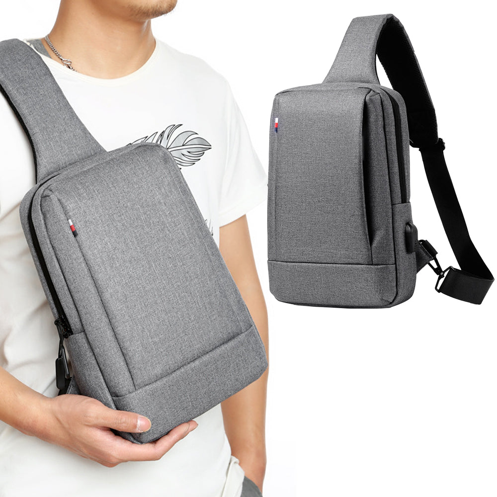 Chest Bag Sling Bag for Men with USB Charging Port