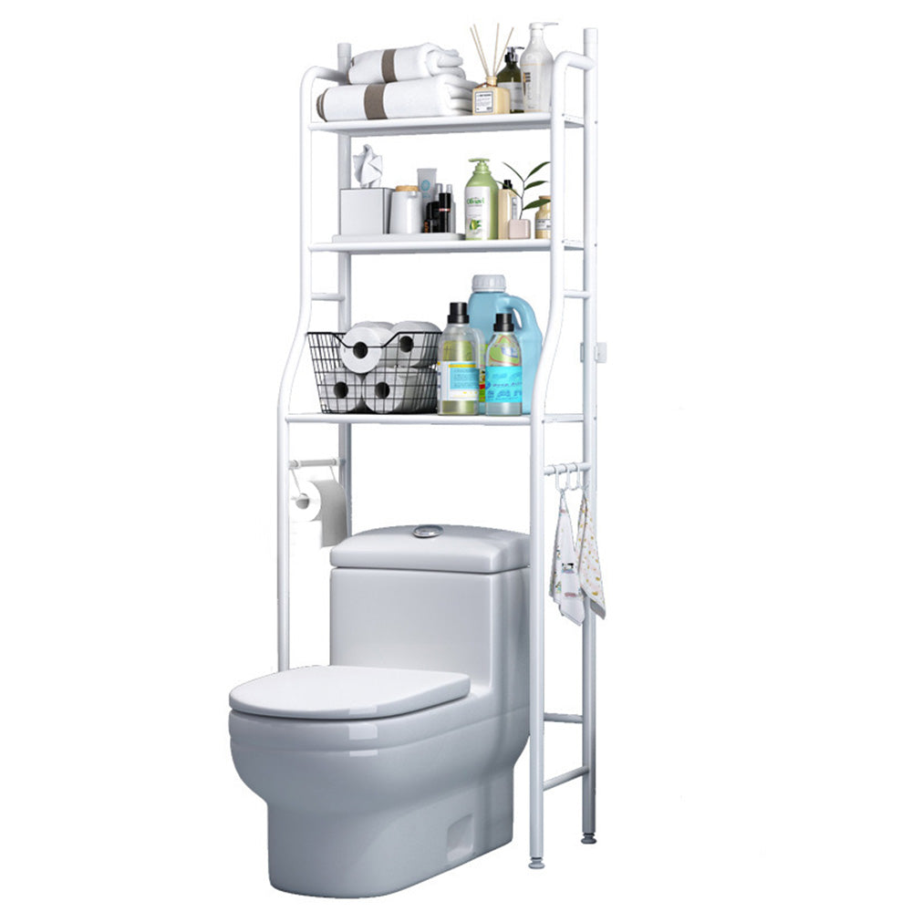 3 Tier Shelf Over Toilet Storage Rack With Paper Holder And Hooks