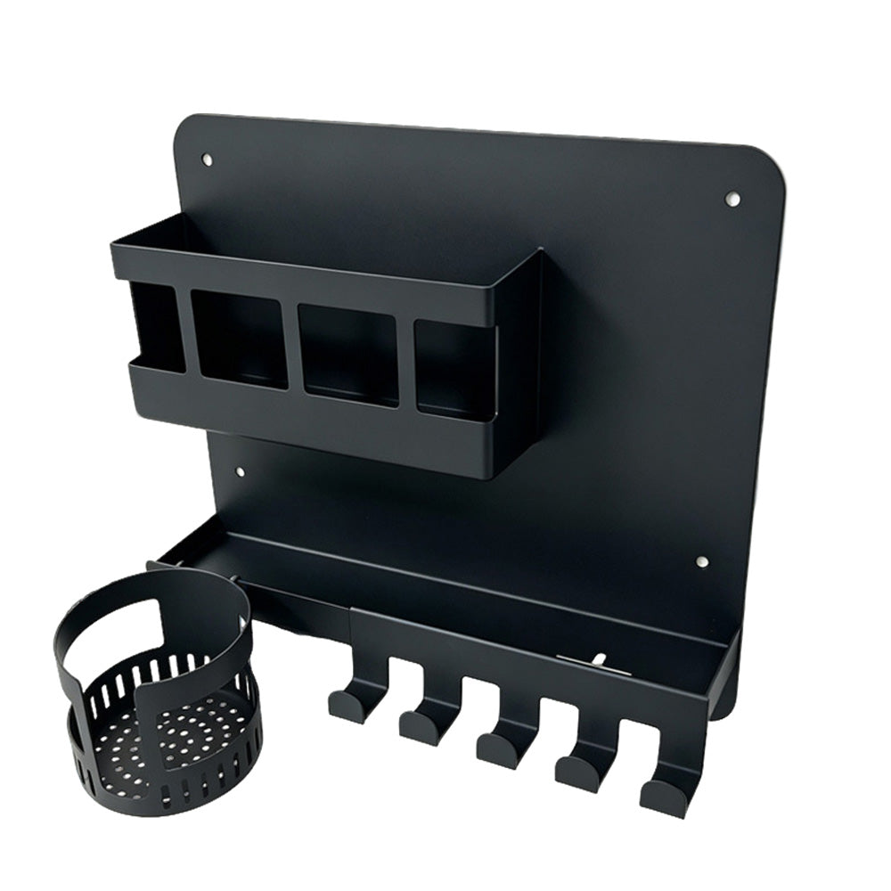 Hanging Metal Bedside Wall Shelf with Cup Holder Hooks Wall Organizer for Bedroom Bathroom Kitchen