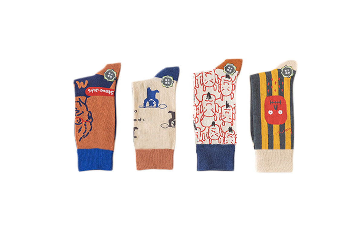 4 Pairs Women Novelty Crew Socks
