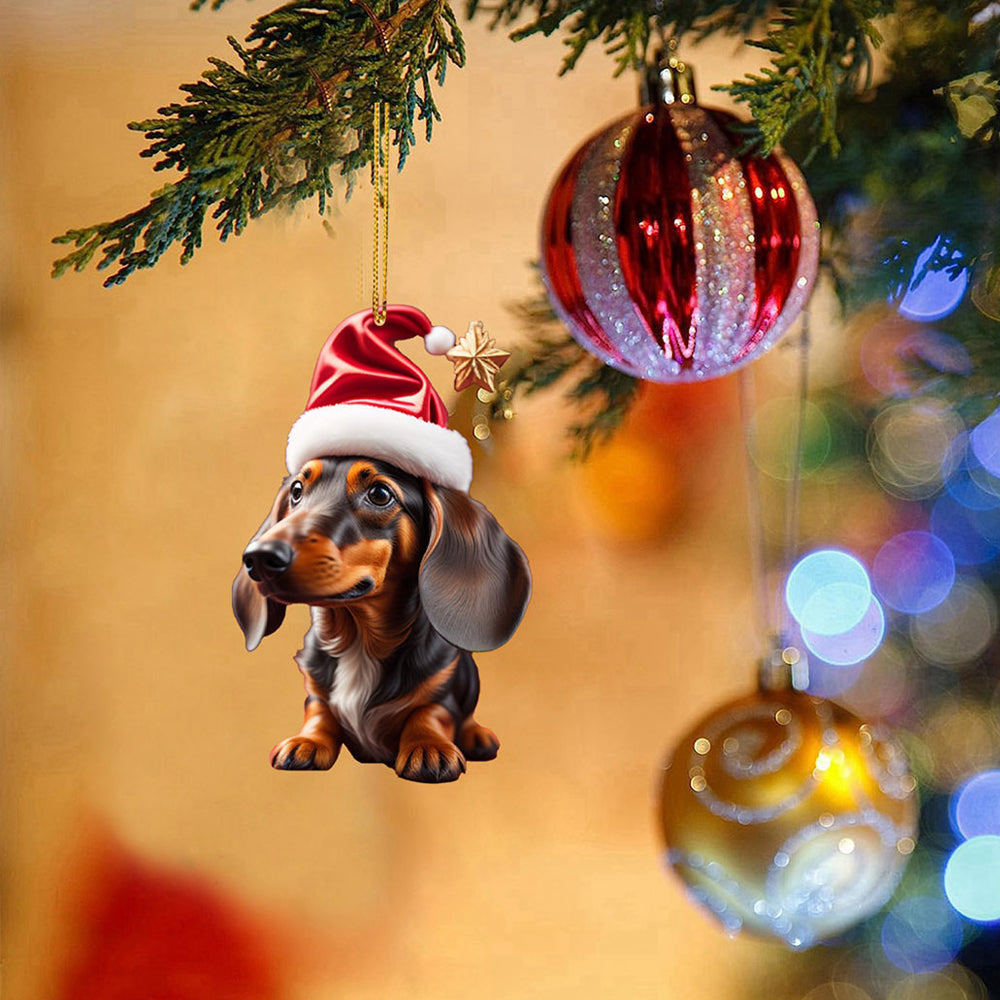 Merry Christmas Dachshund Dog Christmas Ornaments 7Pcs for Christmas Tree Hanging Decoration